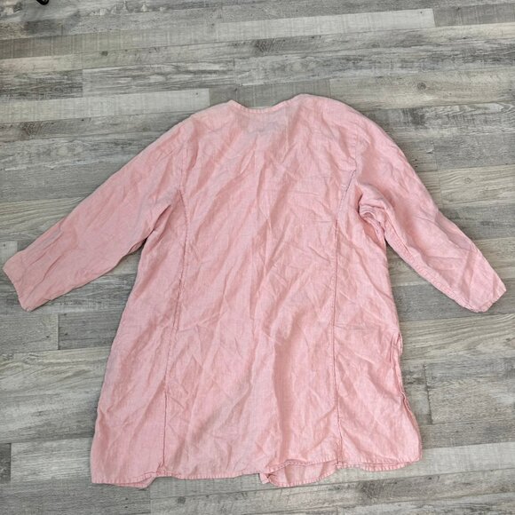 Eileen Fisher pink 100% linen 3/4 sleeve button down tunic size 2X L26 - Picture 7 of 7